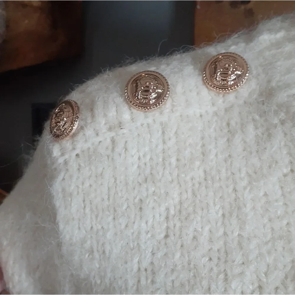 Nwot Zara Wool Blend Cream And Navy Striped Sweater - Picture 10 of 14